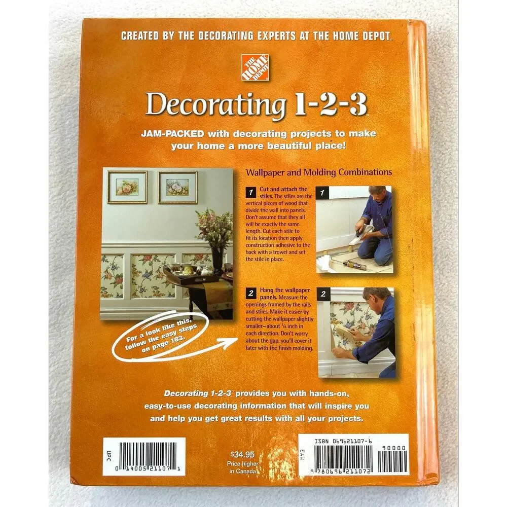 Decorating 1-2-3 Home Depot Decorating Guide Book Hardcover ISBN 9780696211072